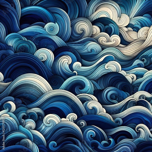 Ocean Waves Pattern Abstract waves representing fluidity change
