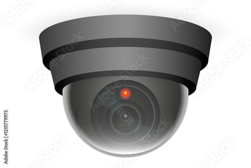 Surveillance. Dome cameras black designs with red indicator lights. Representing security, monitoring, video recording, CCTV systems, privacy, technology, and safety equipment for modern environments