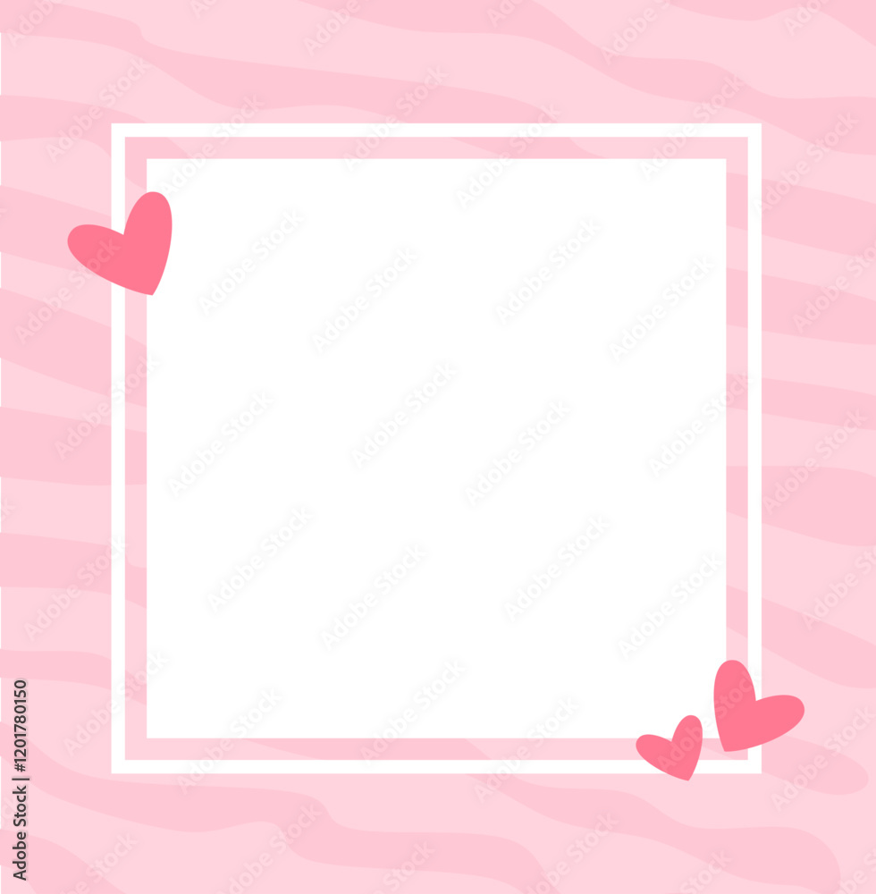 Pink background for valentines day with hearts and abstract lines and frame Pink background for valentines day with hearts and abstract lines and frame
