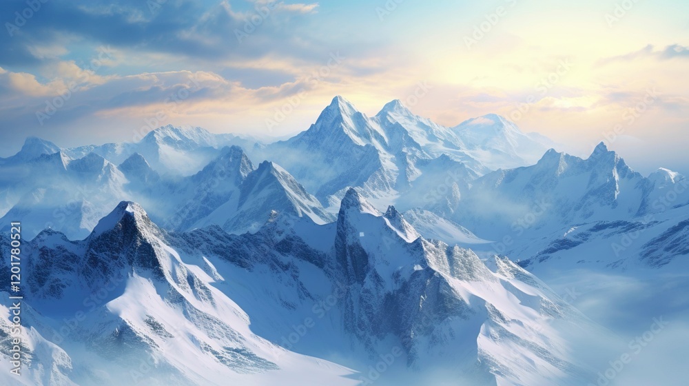A photo of a majestic mountain range in winter A photo of a majestic mountain range in winter
