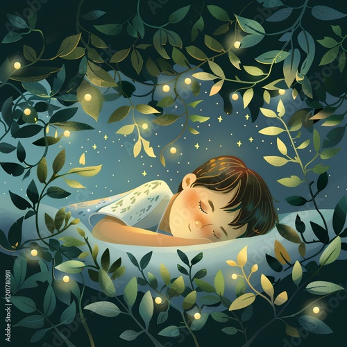 A little boy that is laying down in a bed