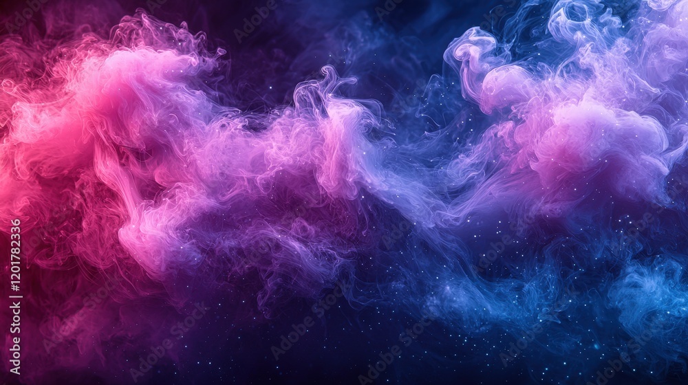 Fototapeta premium A vibrant cosmic cloud of pink and blue interstellar dust and nebulae. Ideal for backgrounds, posters, or album covers.