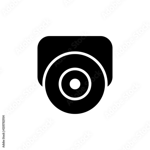 Round-shaped CCTV camera icon representing surveillance in a sleek, compact design. Ideal for security systems, tech apps, and monitoring interfaces. Clean and modern vector style.