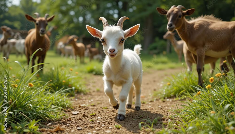 goat on the meadow, white goat grazing on a pasture in the mountains close-up, A herd of goats grazing in a beautiful green meadow
goat on the meadow, white goat grazing on a pasture in the mountains close-up, A herd of goats grazing in a beautiful green meadow