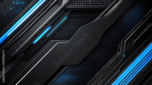 Abstract Dark Grey and Blue Tech Background photo