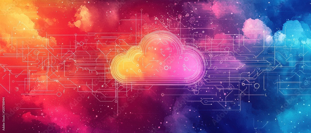 Fototapeta premium Radiant Cloud Icon Artwork Digital Landscape Abstract Design Colorful Environment Artistic Viewpoint Modern Concept