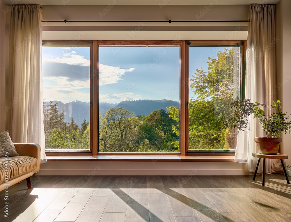 Obraz premium Reference Image リビングの窓からの景色