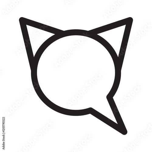 Chat cat icon combining a cat face with a speech bubble, symbolizing communication or messaging. Ideal for pet apps, forums, or creative branding. Clean and modern vector design.