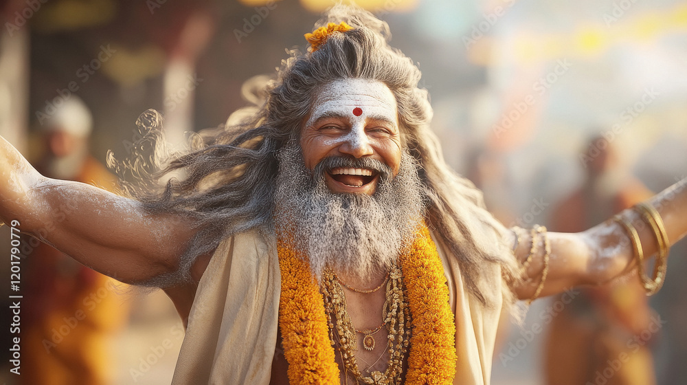 Naga Sadhu with ashes dancing in kumbh mela Naga Sadhu with ashes dancing in kumbh mela