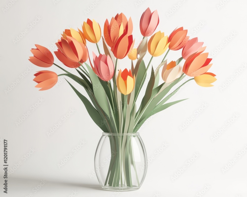 custom made wallpaper toronto digitalA vibrant display of paper tulips in a clear vase, perfect for decoration and inspiration.