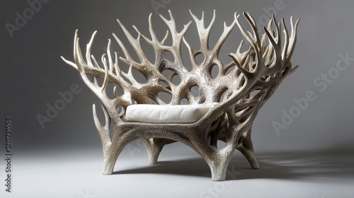 Antler chair studio shot, neutral background, luxury furniture photo