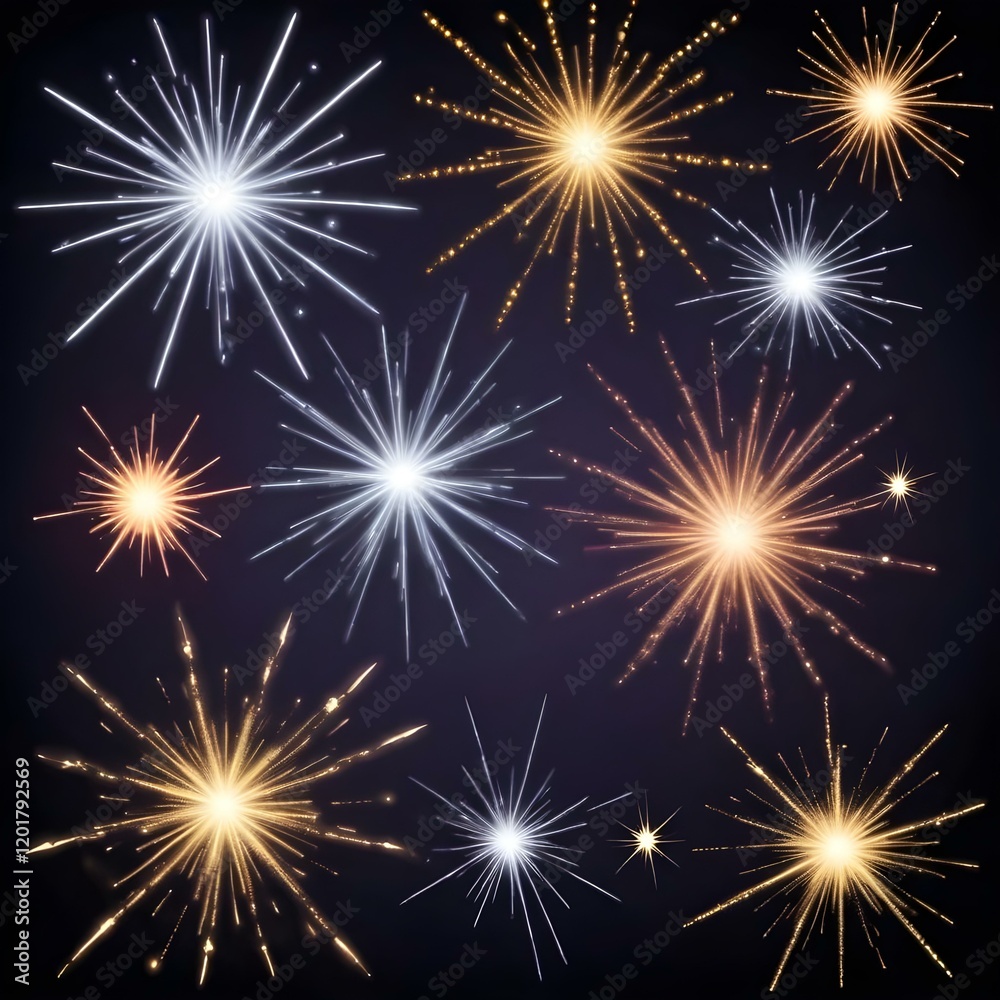 Fototapeta premium Sparkling starburst overlays for festive designs 