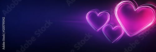 Three glowing hearts in shades of pink are displayed on a dark backdrop during a creative showcase. Generative AI