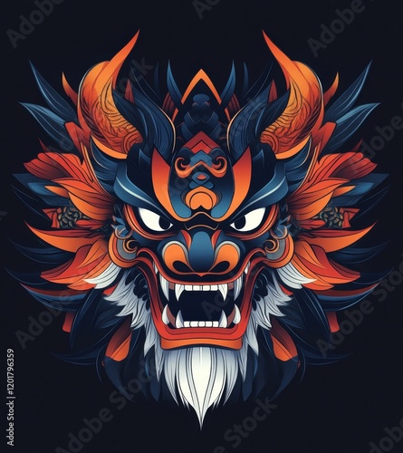 Colorful Oni Mask Vector Art for Shirt Design