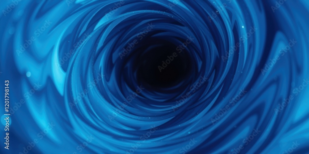 Abstract Blue Swirling Vortex Leading to a Deep Dark Void Abstract Blue Swirling Vortex Leading to a Deep Dark Void