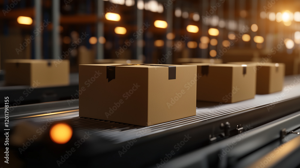 Efficient E-Commerce Fulfillment: Multiple Cardboard Boxes on Conveyor Belt in Warehouse
Efficient E-Commerce Fulfillment: Multiple Cardboard Boxes on Conveyor Belt in Warehouse