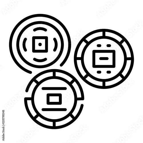 A linear icon of ancient coins 