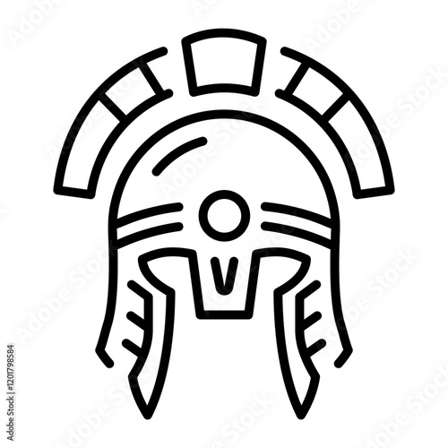 A line style icon of ancient helmet 