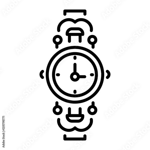 Antique wristwatch icon in linear style 