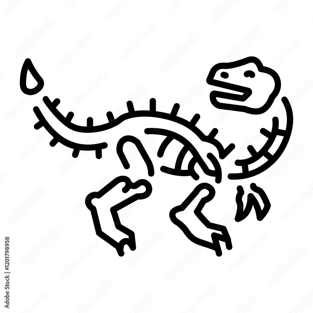 Fototapeta premium Dinosaur bones icon in line style 