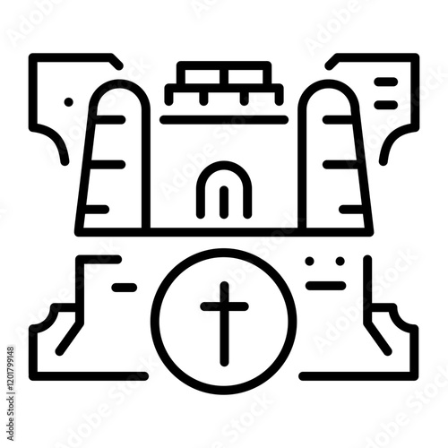 Ancient relic icon in linear style 