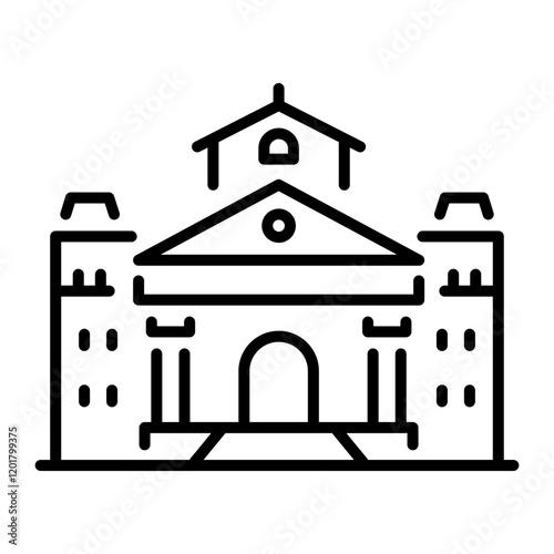Museum building icon in linear style 