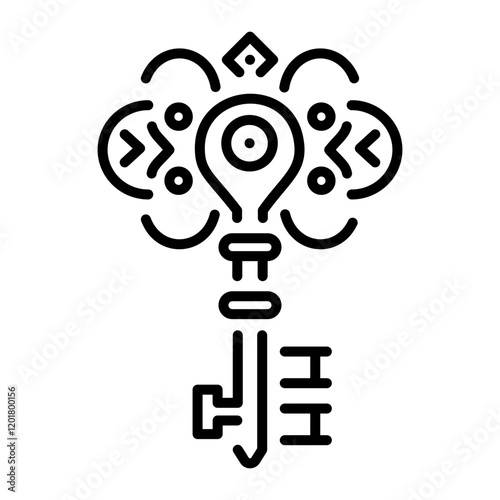 Vintage key icon in linear style 
