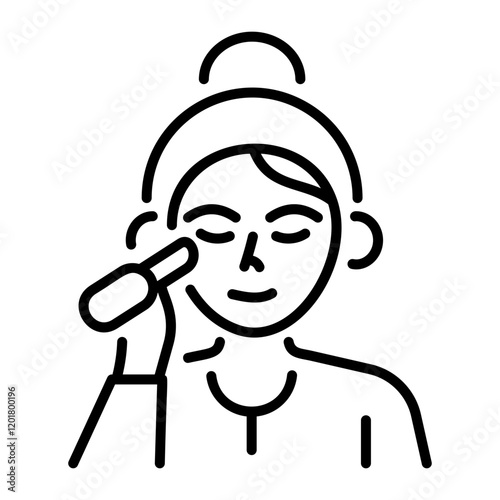 An outline style icon of woman applying makeup 