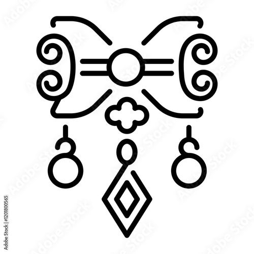 Brooch pin icon in outline style 