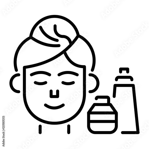 Face foundation line style icon 