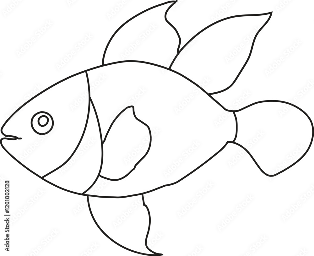 Fish single line doodle style vector imagre. Kids coloring image. Fish single line doodle style vector imagre. Kids coloring image.