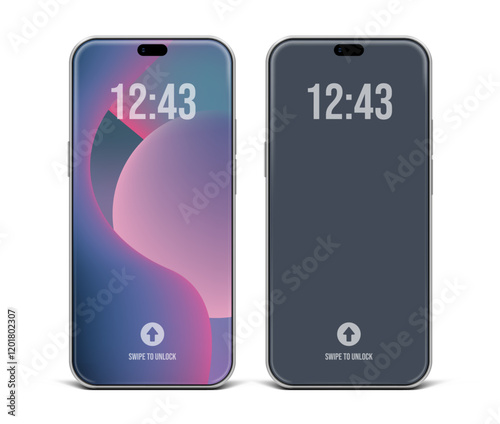 A modern smartphone with a curved frameless screen and light reflections at the edges. Perfect mockup or template for showcasing technology or app interfaces