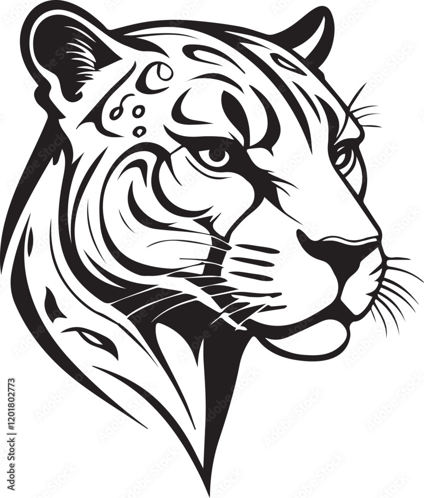 Obraz premium Tiger head silhouette illustration, tiger head log, tiger head tattoo.
