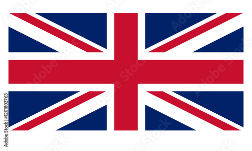 The British flag. Flag icon. Standard color. Standard size. A rectangular flag. Computer illustration. Digital illustration. Vector illustration.