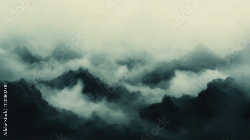 A mountain range with clouds in the sky