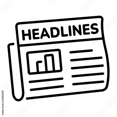 News headline icon in line style 
