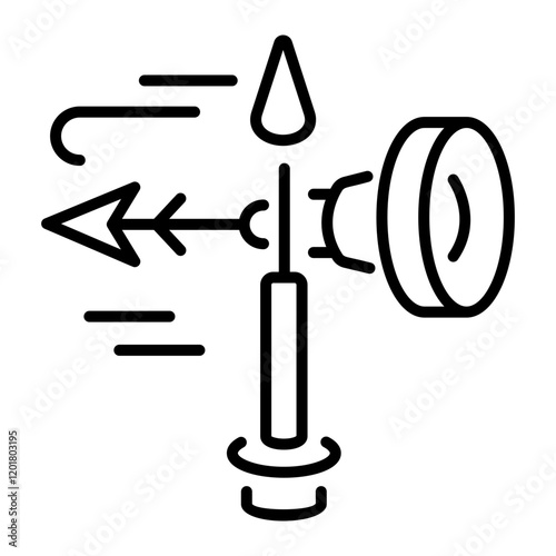 Wind indicator device icon in linear style 