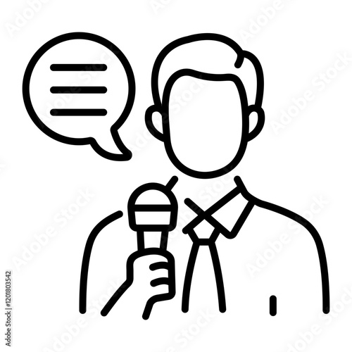 Reporter speech icon in line style 