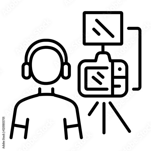 Camera operator icon in linear style 