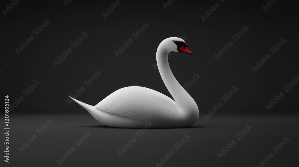 Fototapeta premium Elegant White Swan in Minimalist Low-Poly Style