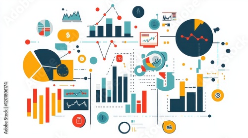 Business-themed background with a stock chart, corporate icons, and economic data, dynamic market trends.