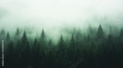 A forest with trees and fog