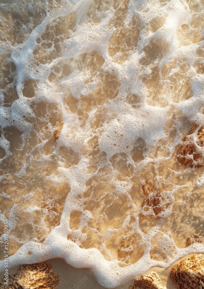 Serene Beach Scene with Gentle Waves and Soft Sand Serene Beach Scene with Gentle Waves and Soft Sand
