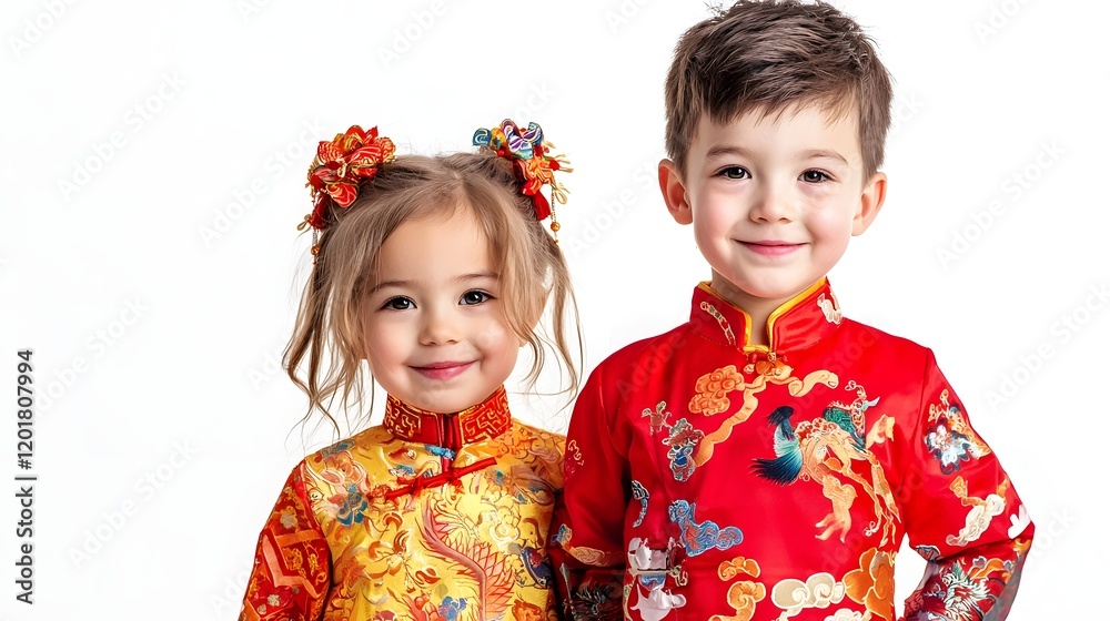 Festively Dressed Siblings Sharing Smiles in Cultural Festively Dressed Siblings Sharing Smiles in Cultural