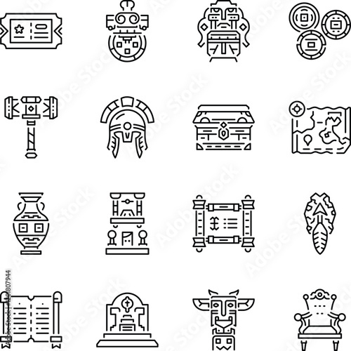 Collection of Linear Style Historical Icons 


