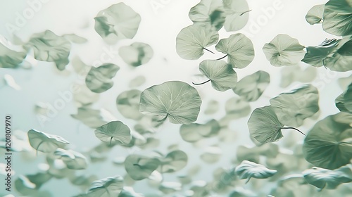 Floating Green Leaves Abstract Nature Wallpaper