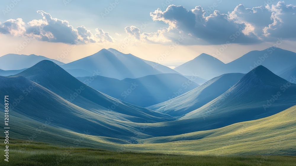 As the sunrise casts its golden glow, the breathtaking landscape unfolds before us, featuring rolling green hills, serene mountains in the distance, and picturesque clouds drifting gracefully overhead As the sunrise casts its golden glow, the breathtaking landscape unfolds before us, featuring rolling green hills, serene mountains in the distance, and picturesque clouds drifting gracefully overhead