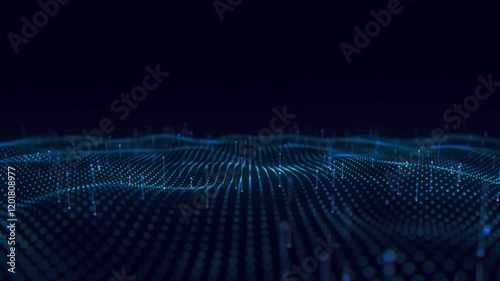 Abstract big data wave animation with data flow. Futuristic information aesthetics. Business digital background. 3d render animation