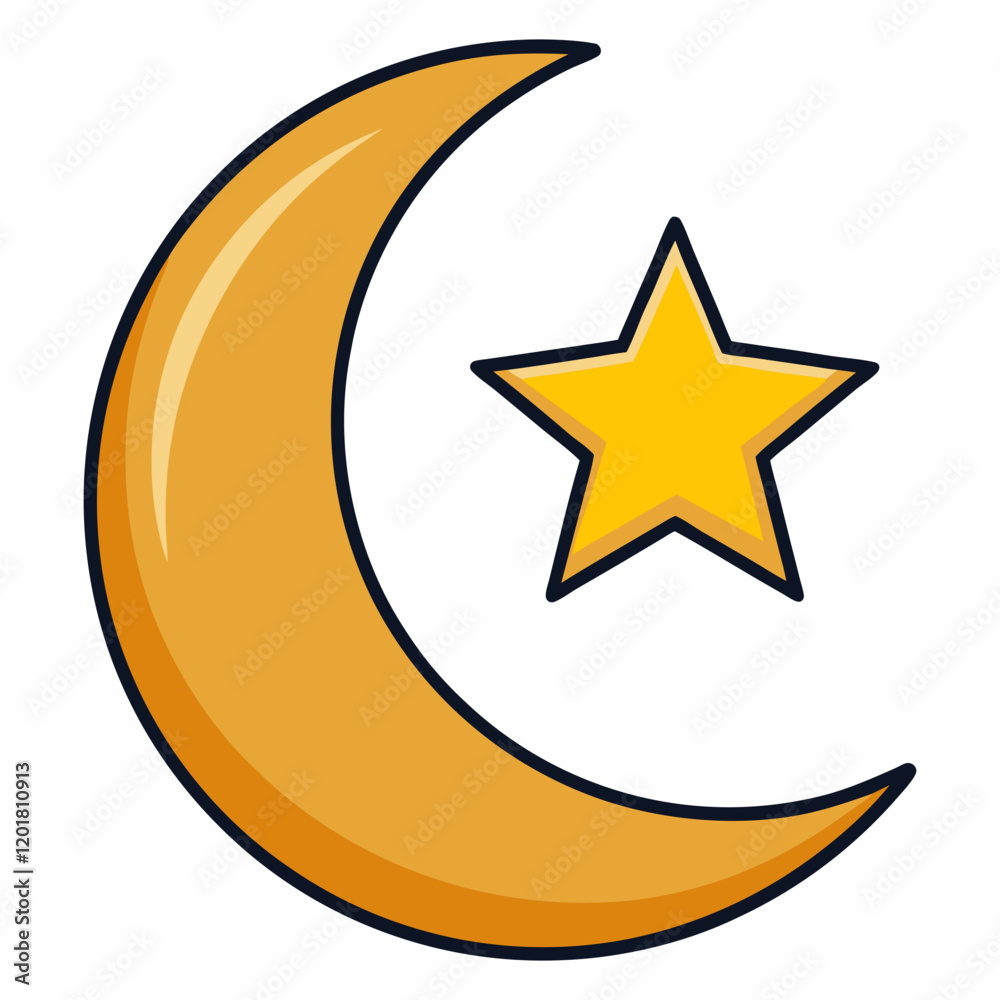crescent moon and star vector illustration crescent moon and star vector illustration