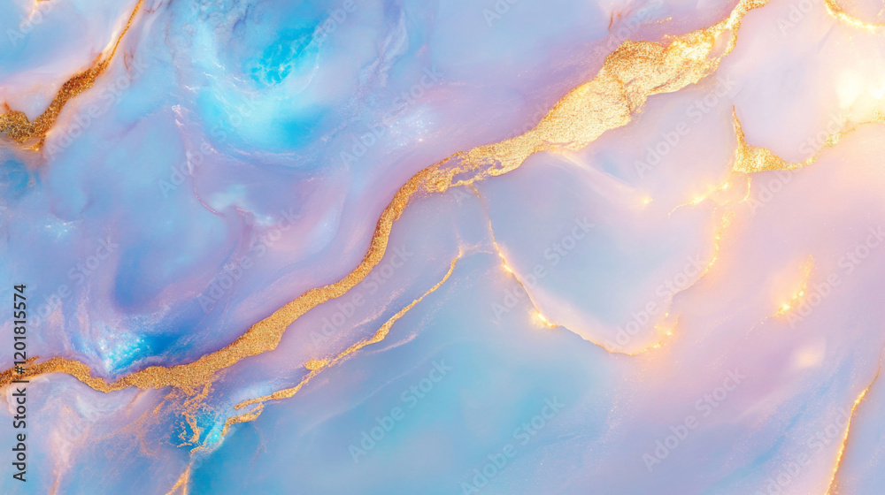 Fototapeta premium Elegant Marble Pattern Featuring Striking Gold Veins in Soft Pastel Colors